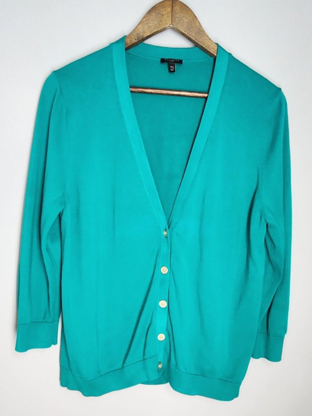 Talbots Teal V-Neck Button Front Cardigan Sweater XL Petite XLP